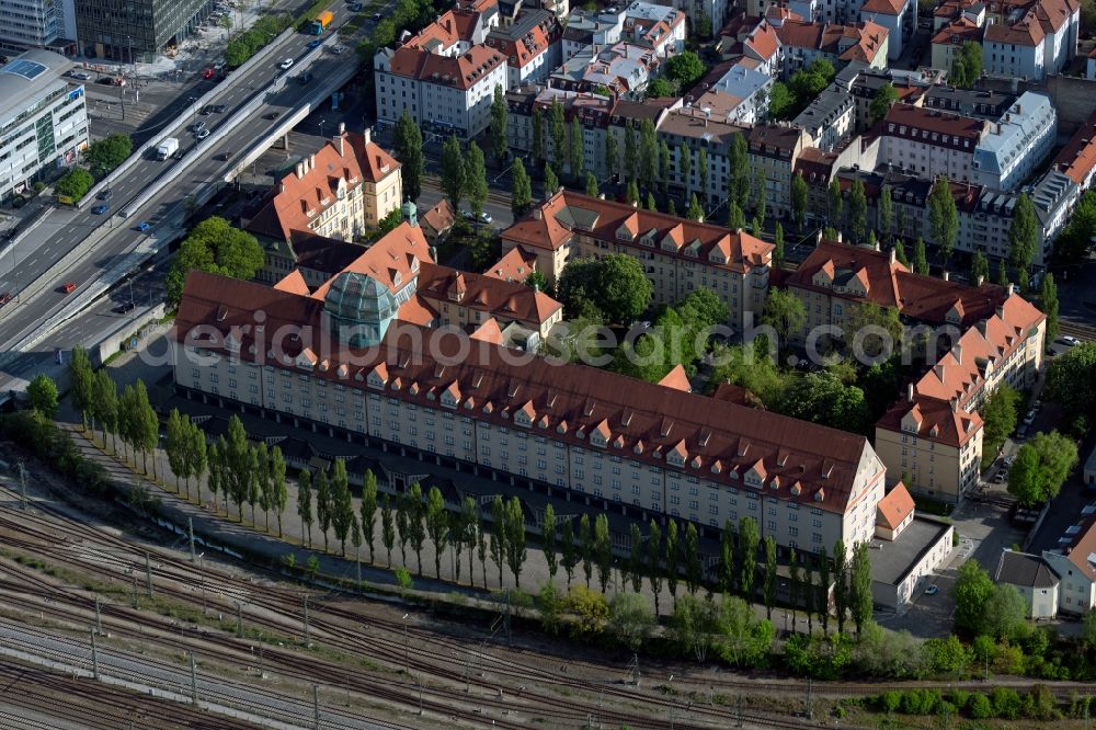 Aerial image München - Administrative building of the federal federal agency for customs investigation in the district Schwanthalerhoehe in Munich in the state Bavaria, Germany