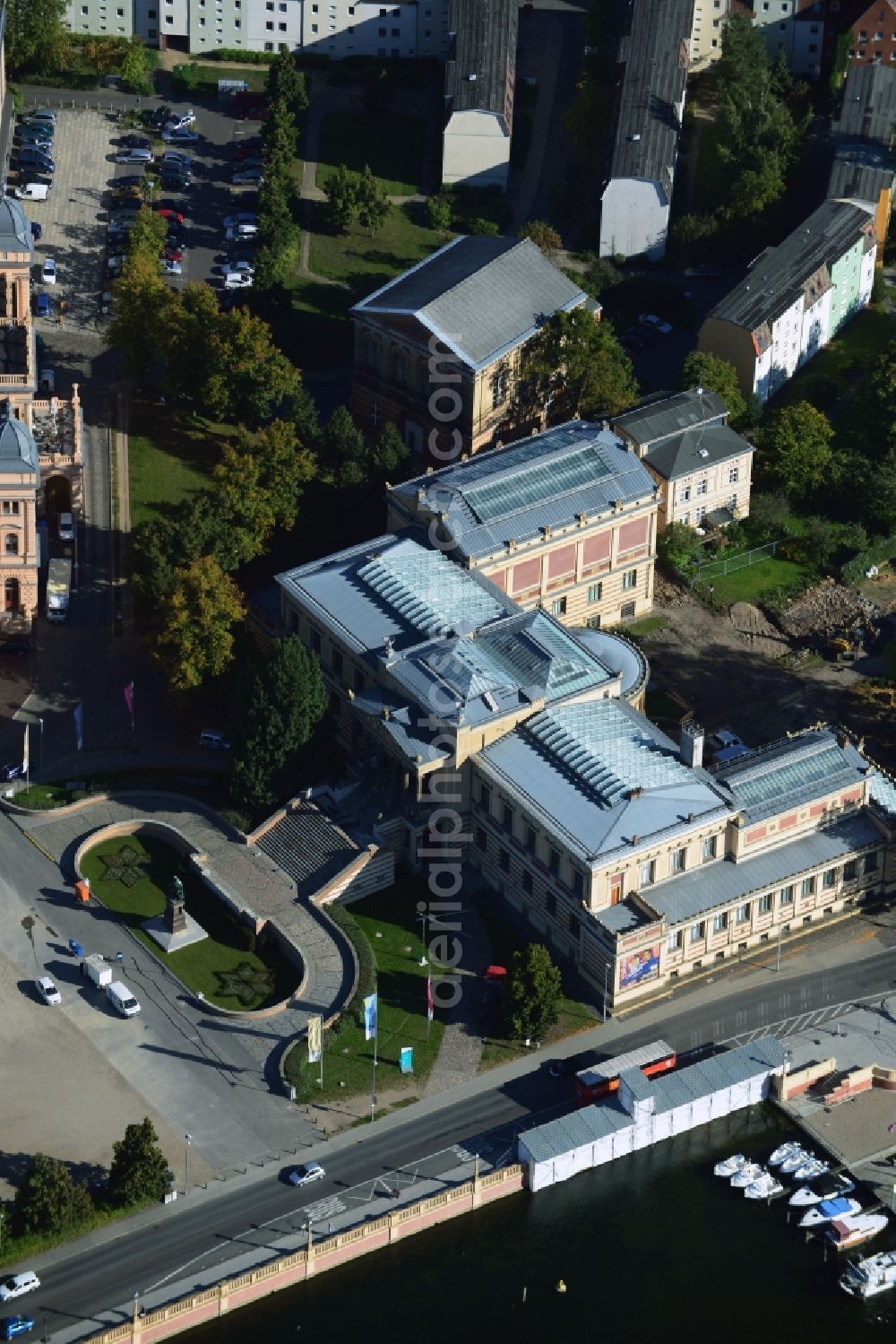 Schwerin from above - Building of the Staatliches Museum Schwerin - art collections, castles and gardens in Schwerin in Mecklenburg-Western Pomerania