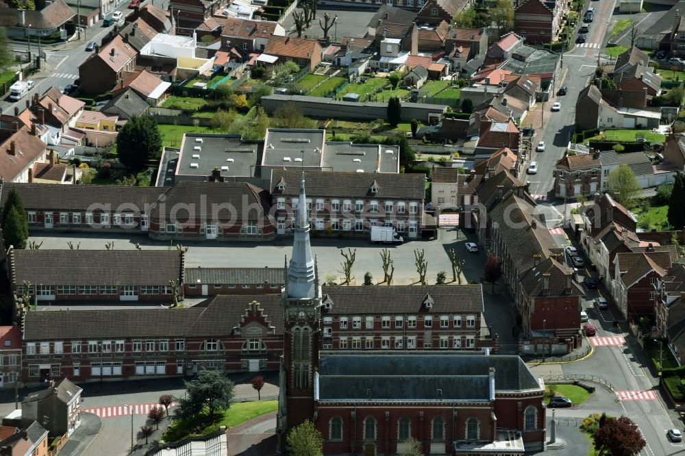 Aerial photograph Lievin - Town Hall building of the city administration Mairie in Lievin in Nord-Pas-de-Calais Picardy, France