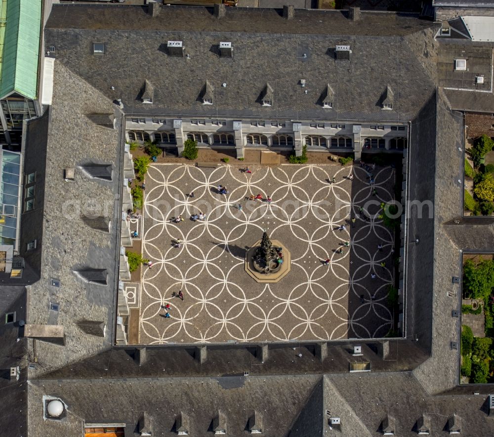 Aachen from above - Town Hall building of the city administration in Aachen in the state North Rhine-Westphalia