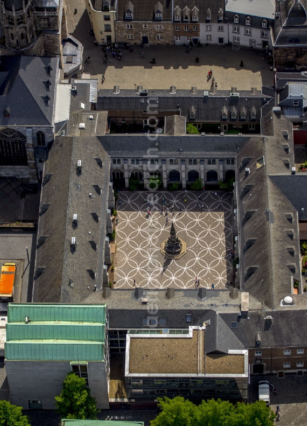 Aerial image Aachen - Town Hall building of the city administration in Aachen in the state North Rhine-Westphalia