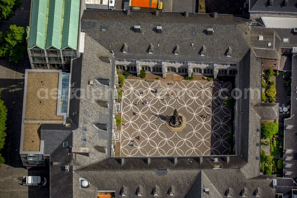 Aachen from above - Town Hall building of the city administration in Aachen in the state North Rhine-Westphalia