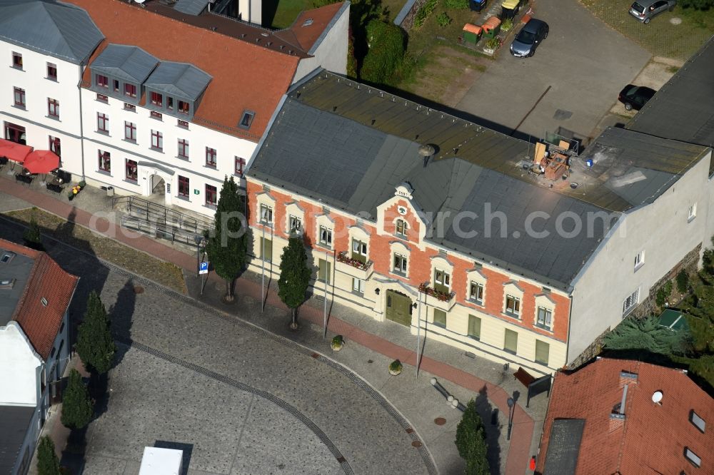 Werneuchen from above - Town Hall building of the city administration Amt Werneuchen on place Am Markt in Werneuchen in the state Brandenburg