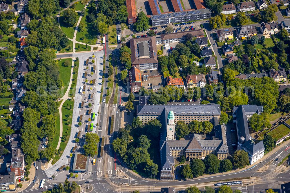 Aerial photograph Gelsenkirchen - Town Hall building of the city administration Buer on the main square in Gelsenkirchen in North Rhine-Westphalia