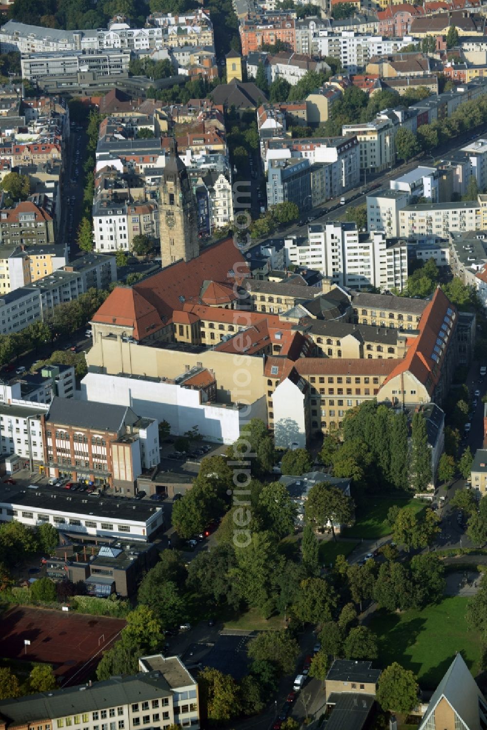 Aerial image Berlin - Town Hall building of the city administration of Charlottenburg-Wilmersdorf in Berlin in Germany