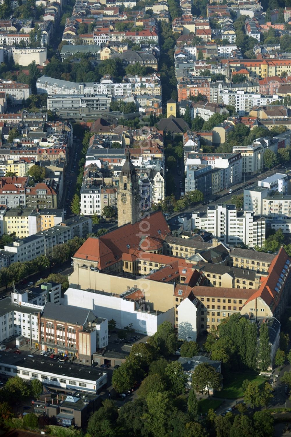 Aerial photograph Berlin - Town Hall building of the city administration of Charlottenburg-Wilmersdorf in Berlin in Germany