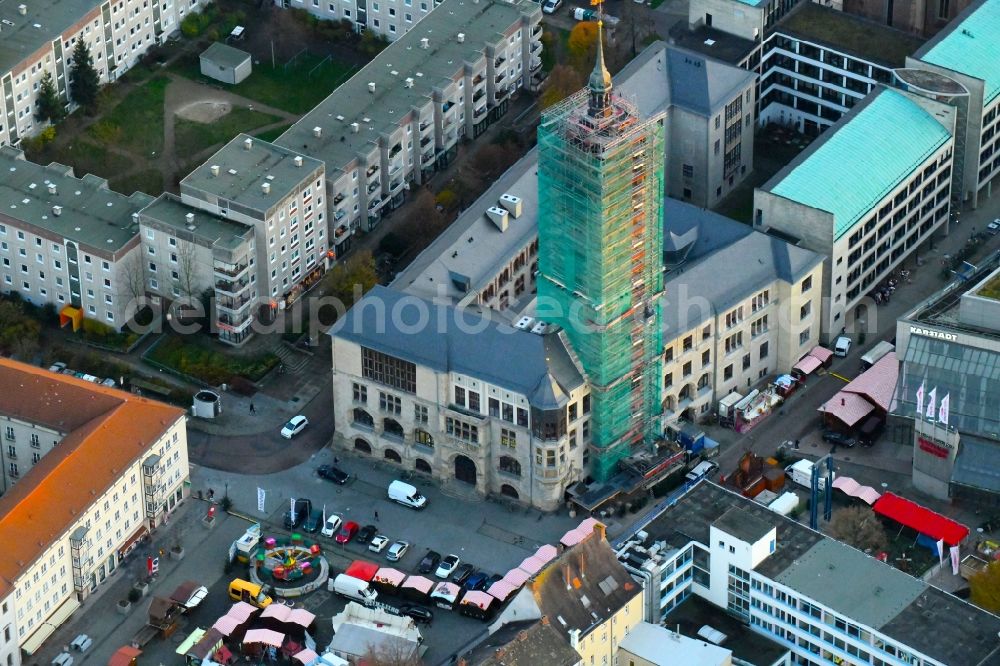 Aerial photograph Dessau - Town Hall building of the city administration in Dessau in the state Saxony-Anhalt, Germany