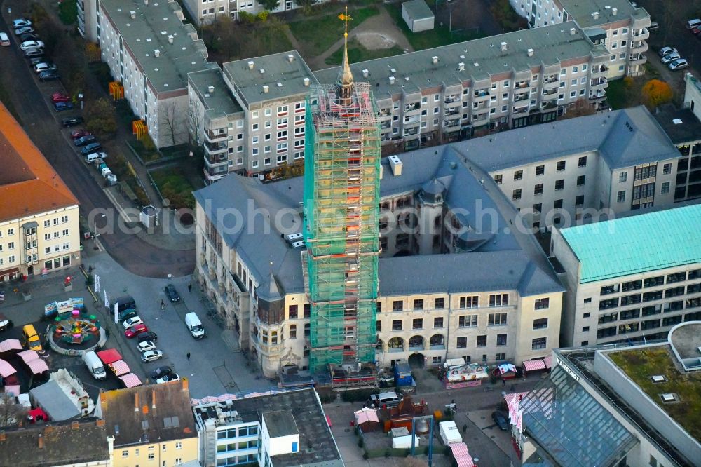 Dessau from the bird's eye view: Town Hall building of the city administration in Dessau in the state Saxony-Anhalt, Germany