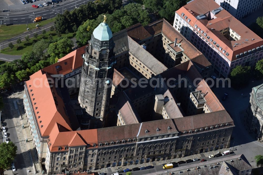 Dresden from the bird's eye view: Town Hall building of the city administration Dresden in Dresden in the state Saxony