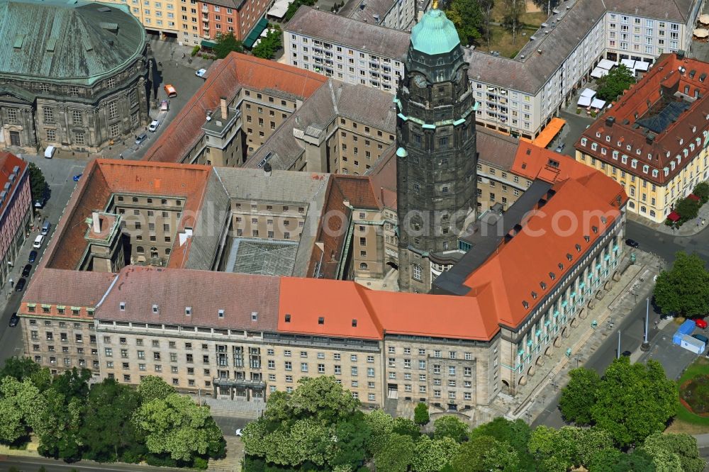 Aerial image Dresden - Town Hall building of the city administration Dresden in Dresden in the state Saxony