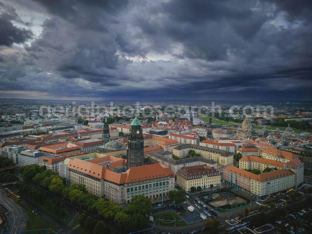 Aerial photograph Dresden - Town Hall building of the city administration Dresden on street Doktor-Kuelz-Ring in the district Altstadt in Dresden in the state Saxony