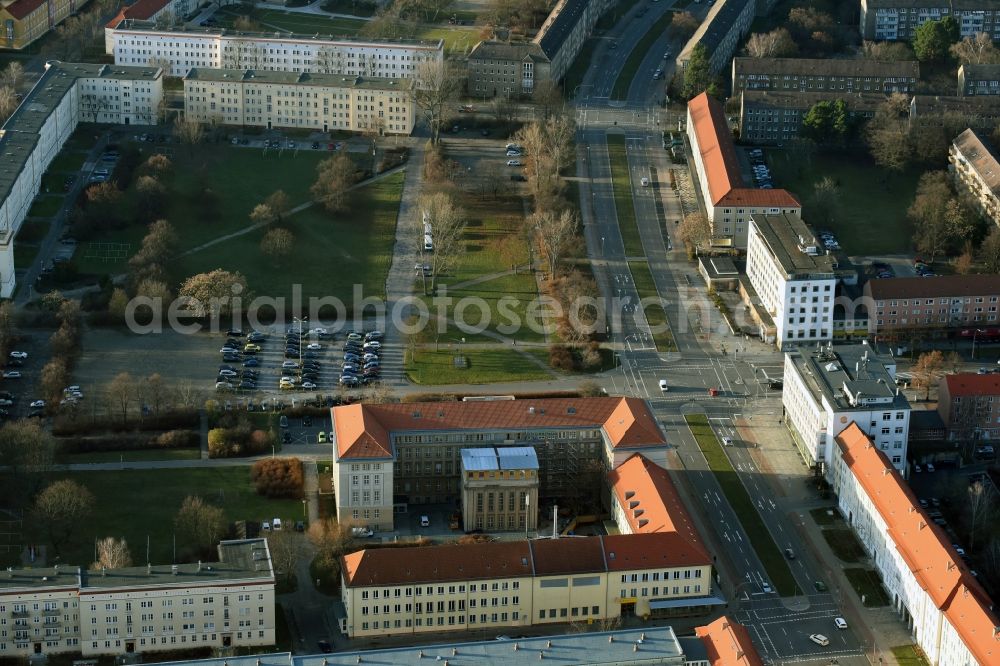 Eisenhüttenstadt from above - Town Hall building of the city administration in Eisenhuettenstadt in the state Brandenburg