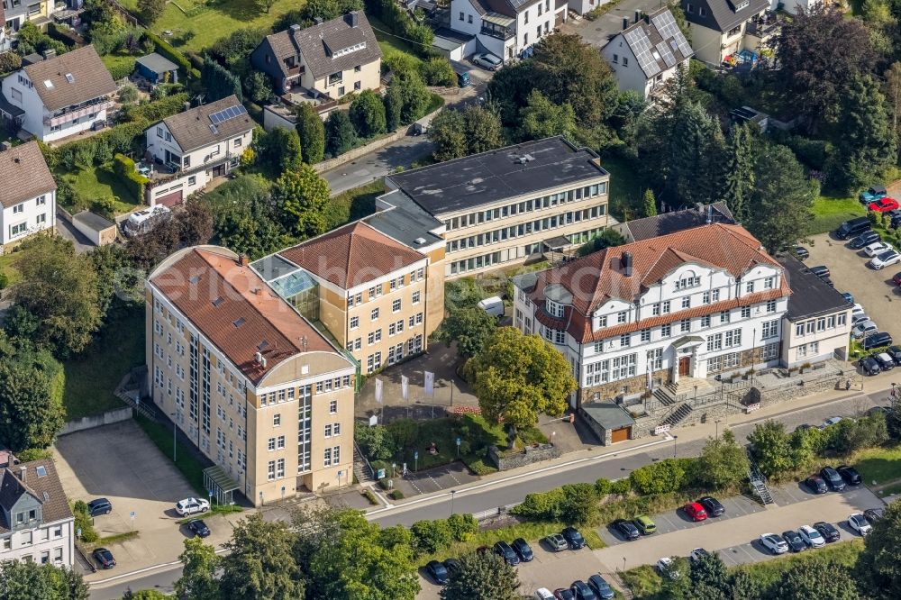 Ennepetal from above - Town Hall building of the city administration on Bismarckstrasse in Ennepetal in the state North Rhine-Westphalia, Germany