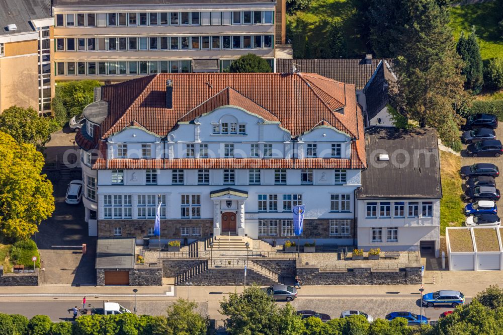 Ennepetal from above - Town Hall building of the city administration on Bismarckstrasse in Ennepetal in the state North Rhine-Westphalia, Germany