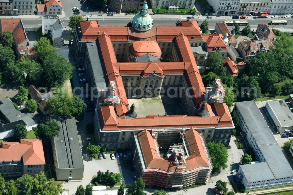 Potsdam from the bird's eye view: Town Hall building of the city administration on Friedrich-Ebert-Strasse in Potsdam in the state Brandenburg, Germany