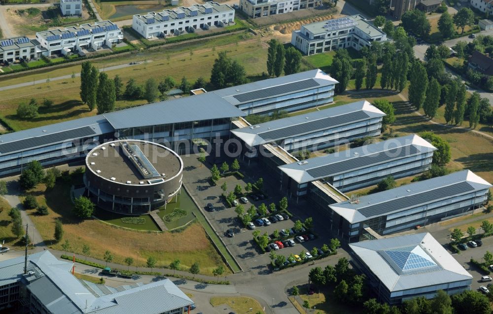 Gütersloh from above - Town Hall building and the district administration in Guetersloh in the state of North Rhine-Westphalia