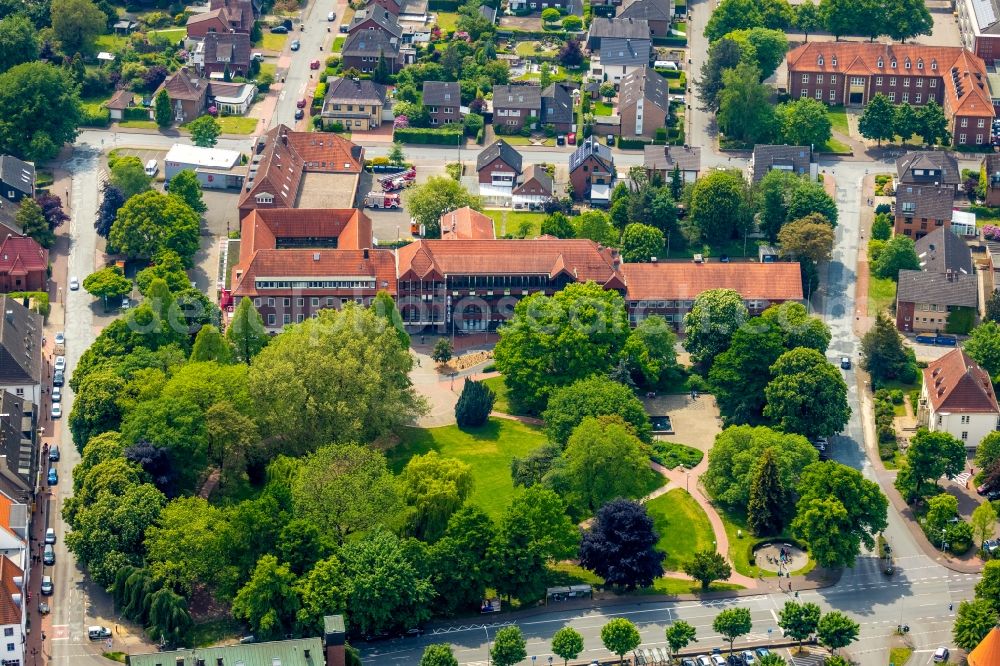 Haltern am See from above - Town Hall building of the city administration in Haltern am See in the state North Rhine-Westphalia