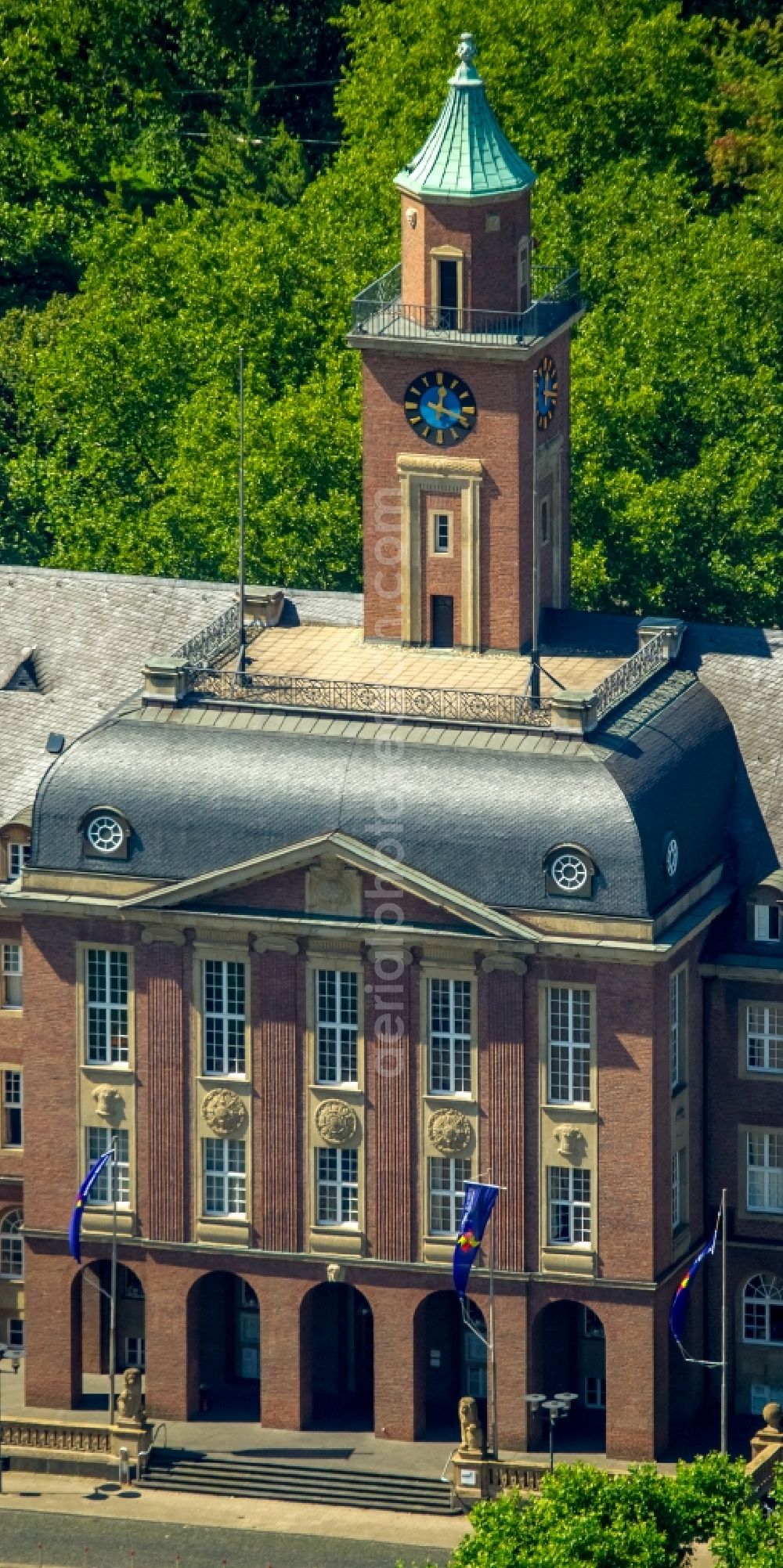 Herne from above - Town Hall building of the city administration in Herne in the state North Rhine-Westphalia