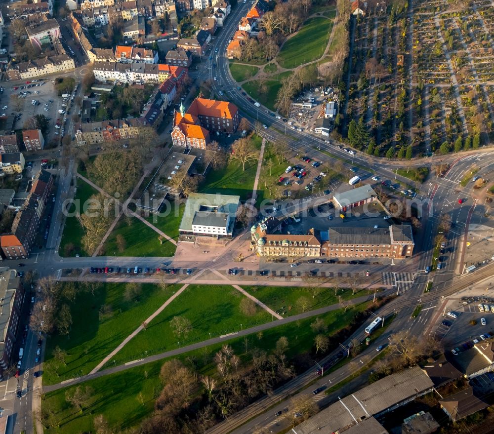 Herne from above - Town Hall building of the city administration in the district Herne Wanne-Eickel in North Rhine-Westphalia