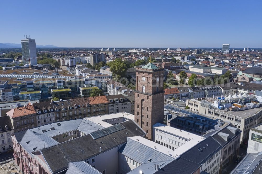 Aerial photograph Karlsruhe - Town Hall building of the city administration Karlsruhe in Karlsruhe in the state Baden-Wurttemberg, Germany