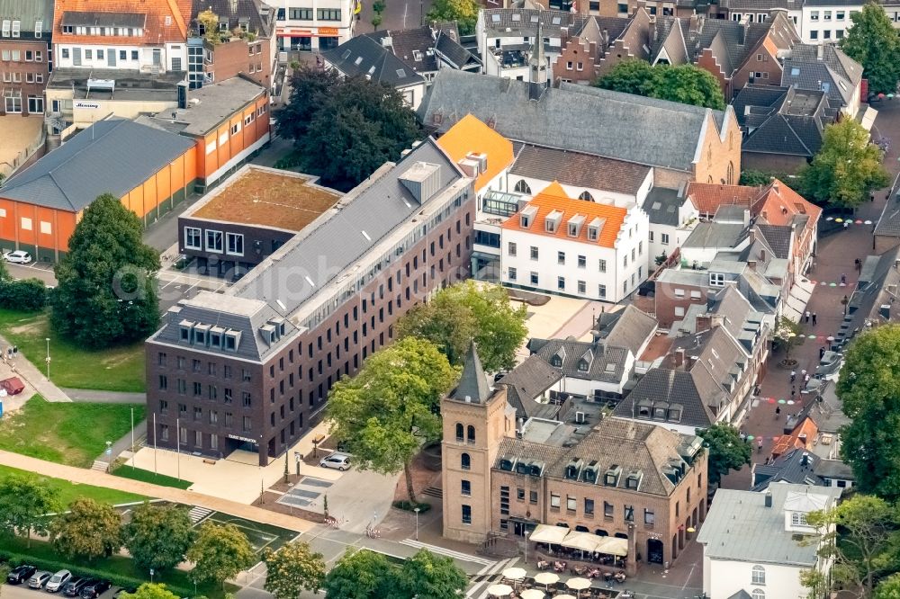 Kleve from above - Town Hall building of the city administration in Kleve in the state North Rhine-Westphalia, Germany