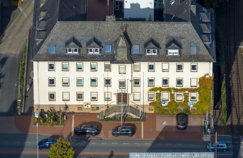 Aerial image Kreuztal - Town Hall building of the city administration in Kreuztal in the state North Rhine-Westphalia, Germany