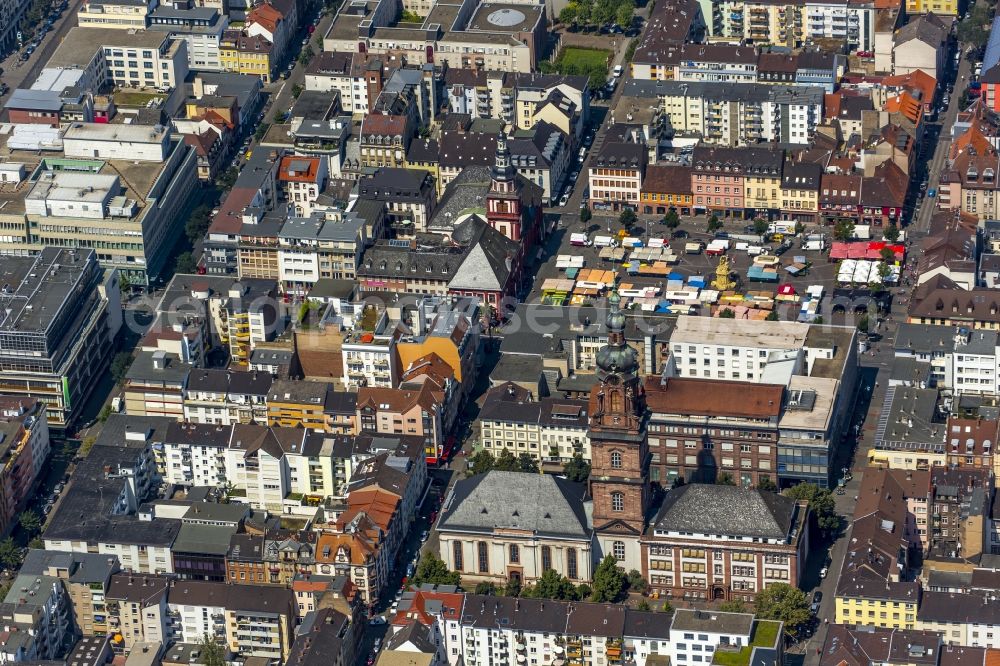 Mannheim from above - Town Hall building of the city administration in Mannheim in the state Baden-Wuerttemberg