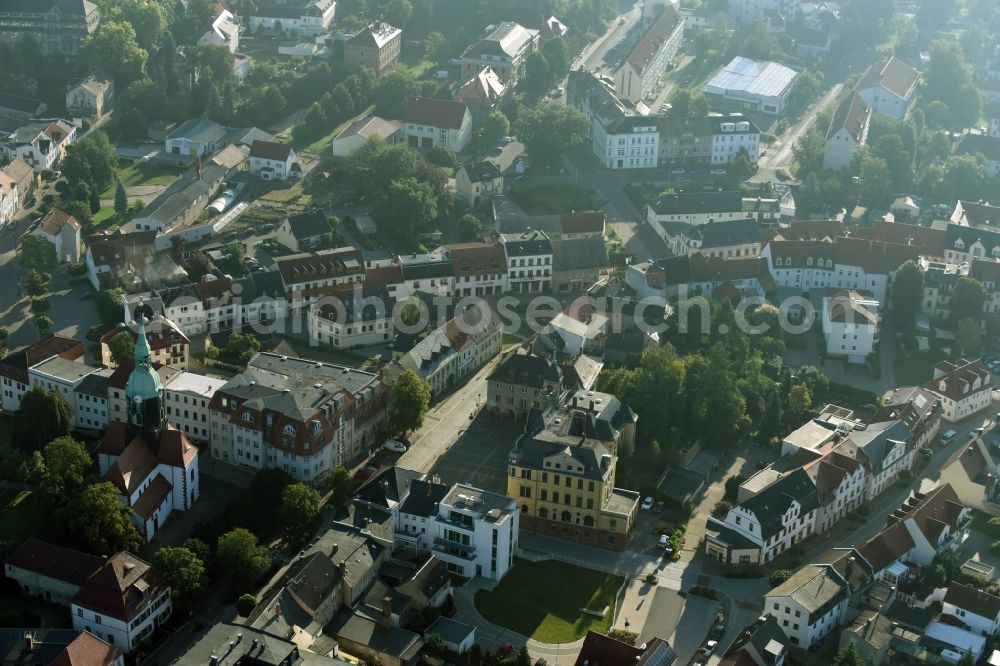 Aerial image Bad Lausick - Town Hall building of the City Council at the market downtown in Bad Lausick in the state Saxony