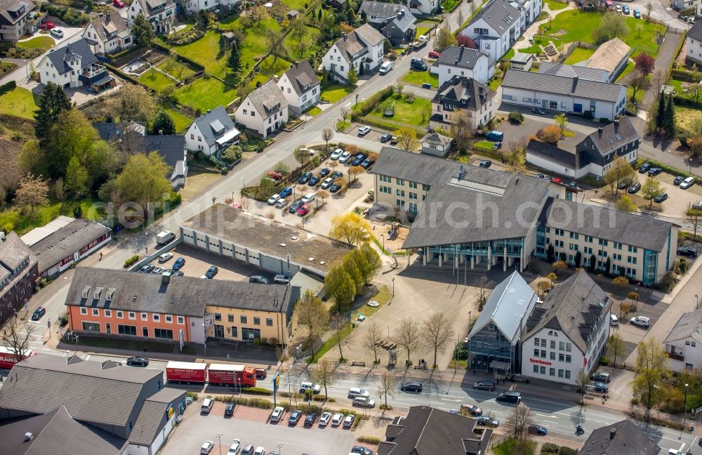 Aerial photograph Bestwig - Town Hall building of the City Council at the market downtown in Bestwig in the state North Rhine-Westphalia