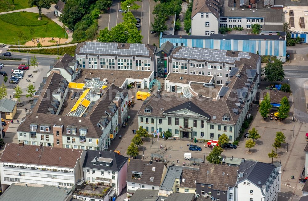 Aerial image Heiligenhaus - Town Hall building of the City Council at the market downtown in Heiligenhaus in the state North Rhine-Westphalia