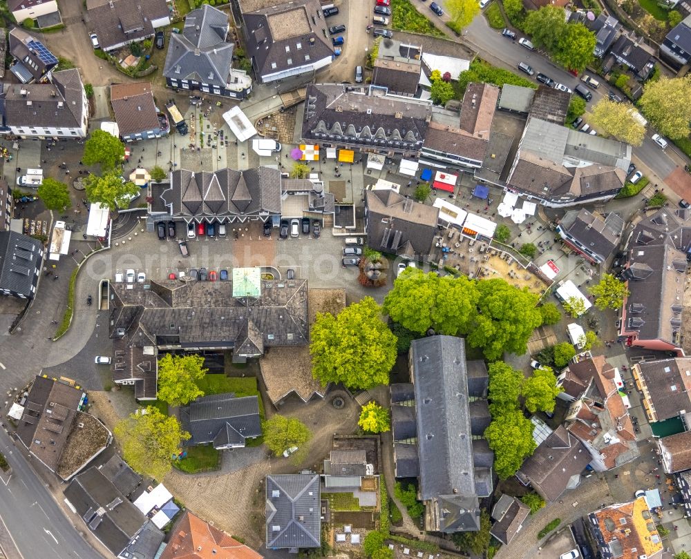 Aerial image Herdecke - Town Hall building of the City Council at the market downtown in Herdecke in the state North Rhine-Westphalia, Germany