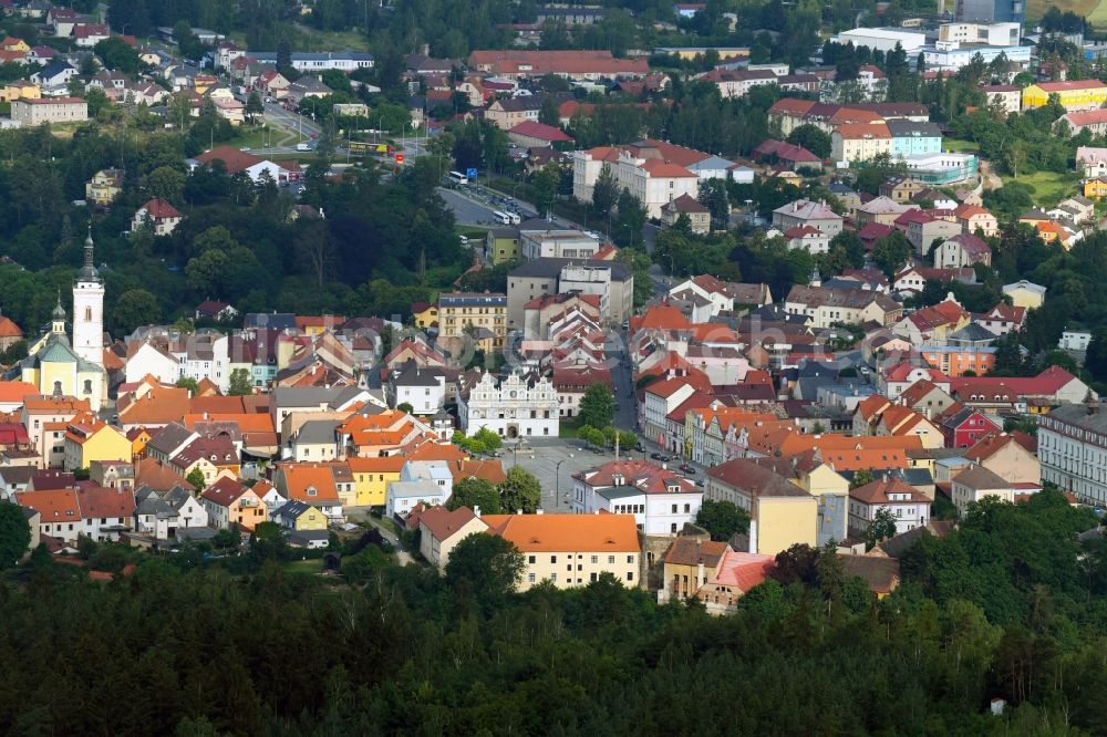 Stribro - Mies from above - Town Hall building of the City Council at the market downtown in Stribro - Mies in Plzensky kraj - Pilsner Region - Boehmen, Czech Republic