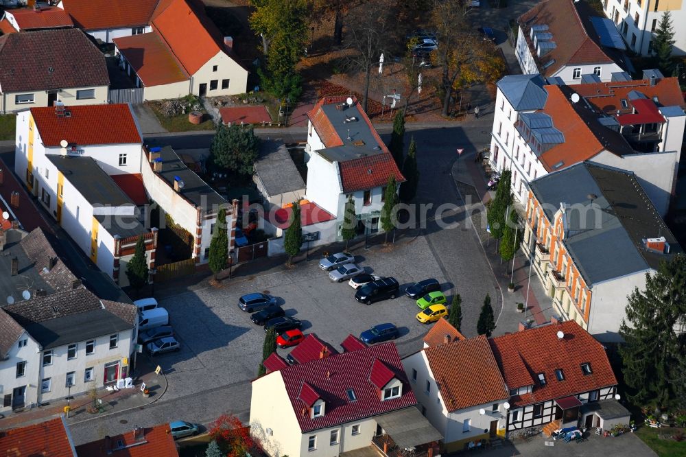 Aerial image Werneuchen - Town Hall building of the City Council at the market downtown in Werneuchen in the state Brandenburg, Germany