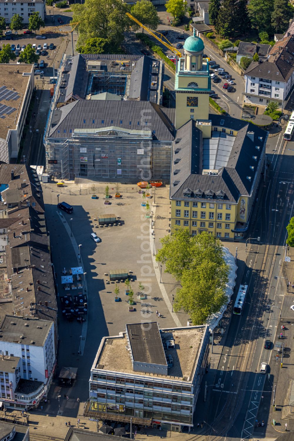 Witten from the bird's eye view: town Hall building of the City Council at the market downtown in Witten in the state North Rhine-Westphalia