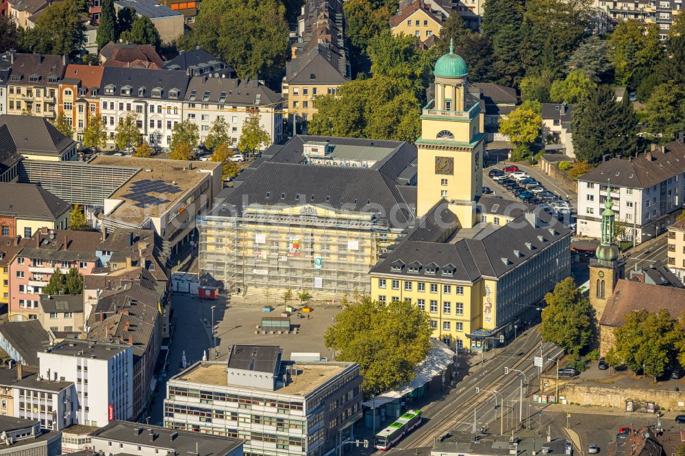 Aerial image Witten - Town Hall building of the City Council at the market downtown in Witten in the state North Rhine-Westphalia