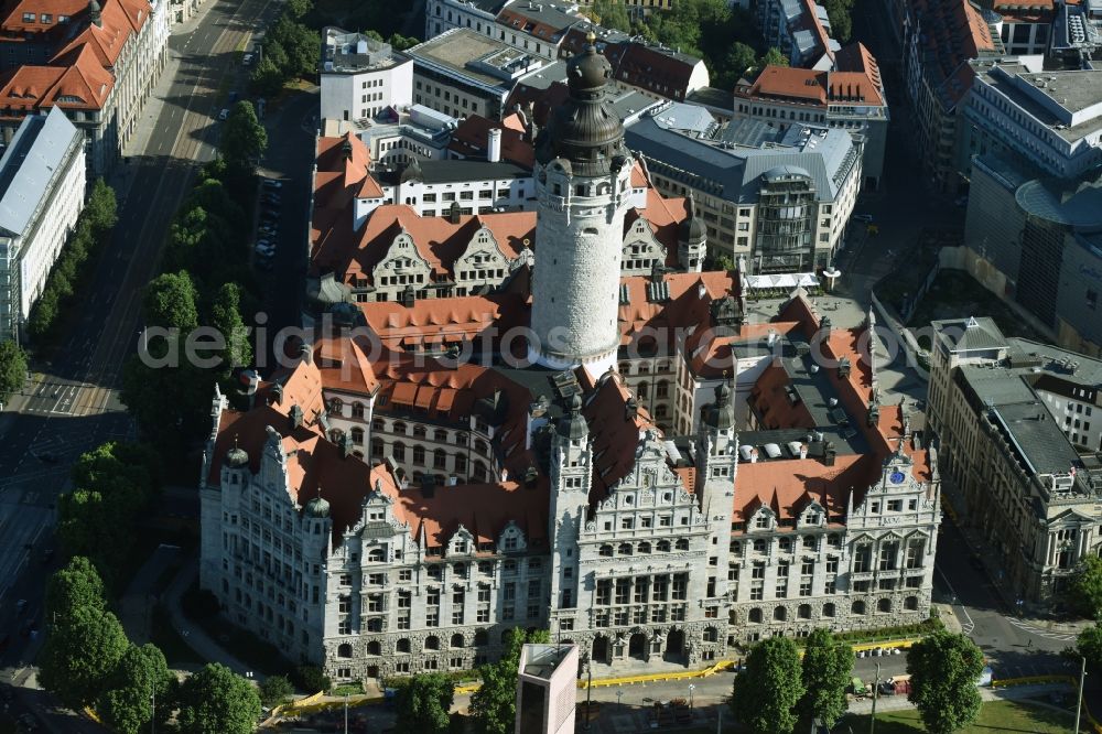 Aerial photograph Leipzig - Town Hall building of the city administration on Martin-Luther-Ring in Leipzig in the state Saxony