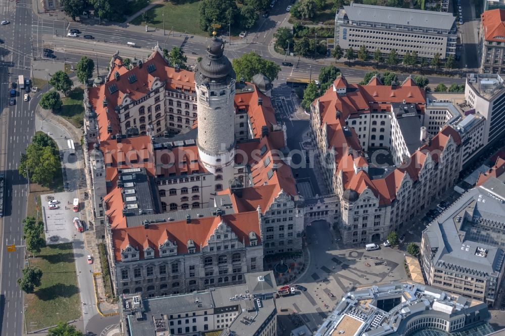 Leipzig from the bird's eye view: Town Hall building of the city administration on Martin-Luther-Ring in Leipzig in the state Saxony