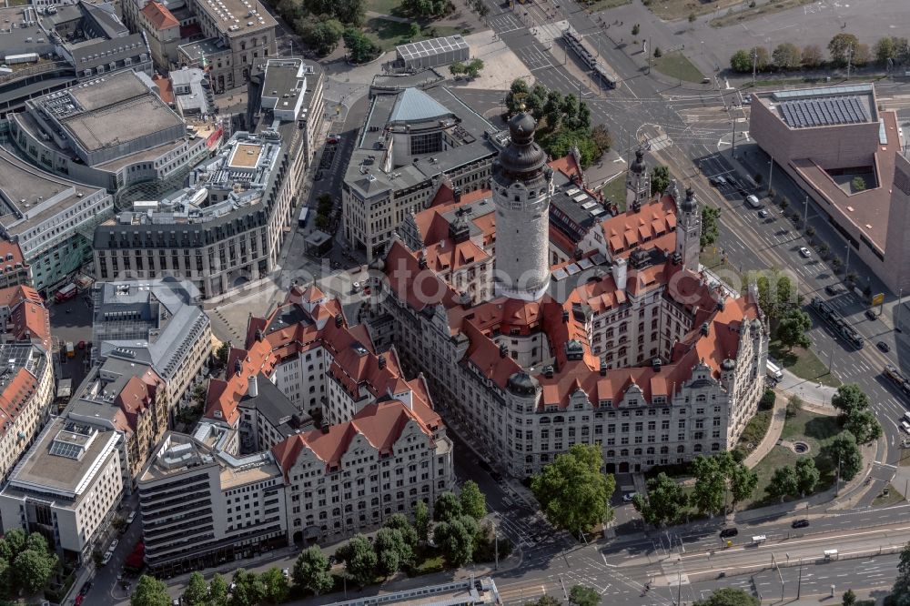 Aerial image Leipzig - Town Hall building of the city administration on Martin-Luther-Ring in Leipzig in the state Saxony