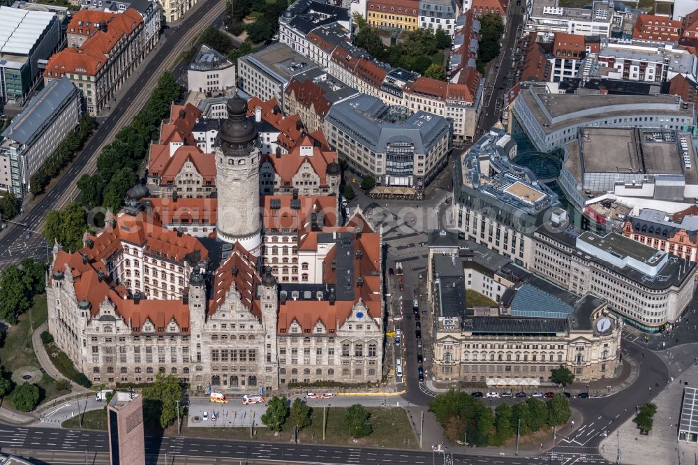 Leipzig from the bird's eye view: Town Hall building of the city administration on Martin-Luther-Ring in Leipzig in the state Saxony