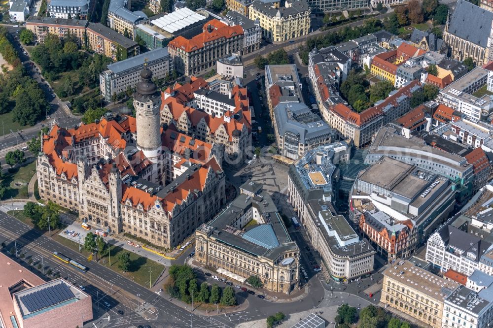 Aerial image Leipzig - Town Hall building of the city administration on Martin-Luther-Ring in Leipzig in the state Saxony