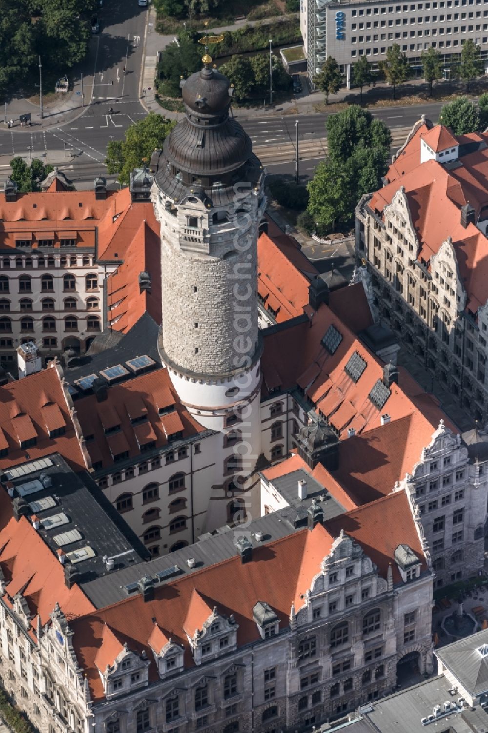 Aerial photograph Leipzig - Town Hall building of the city administration on Martin-Luther-Ring in Leipzig in the state Saxony