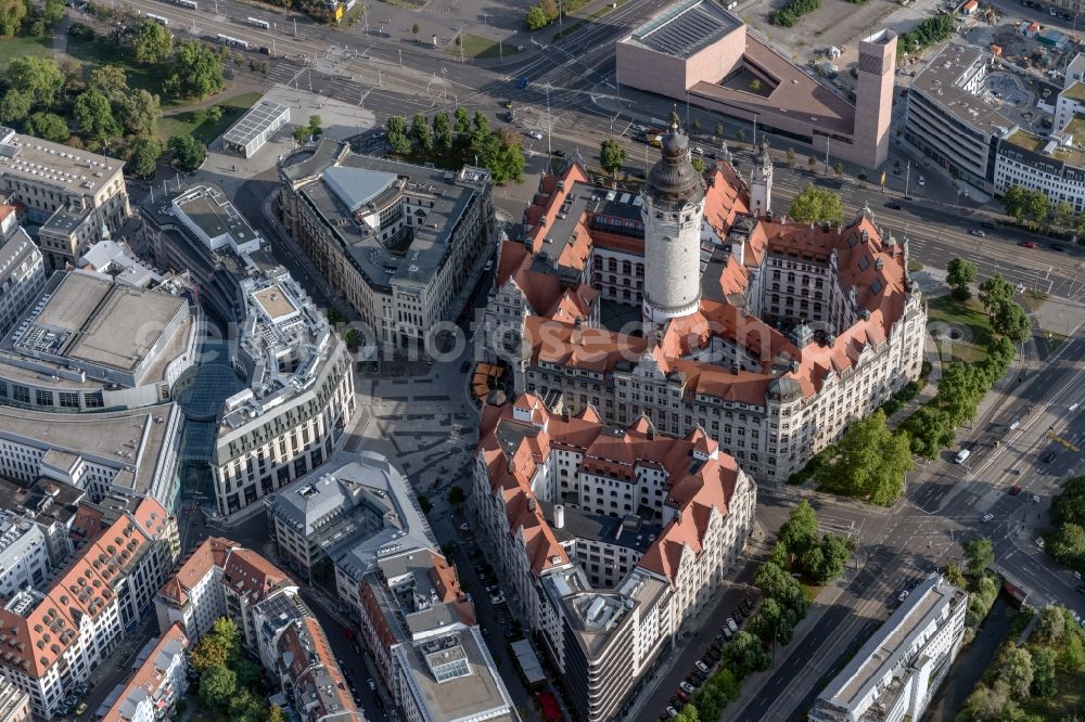 Aerial image Leipzig - Town Hall building of the city administration on Martin-Luther-Ring in Leipzig in the state Saxony