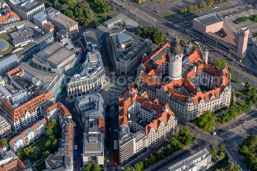 Leipzig from the bird's eye view: Town Hall building of the city administration on Martin-Luther-Ring in Leipzig in the state Saxony