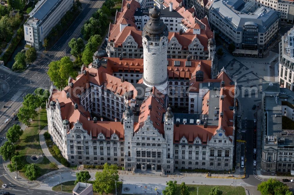 Aerial image Leipzig - Town Hall building of the city administration on Martin-Luther-Ring in Leipzig in the state Saxony