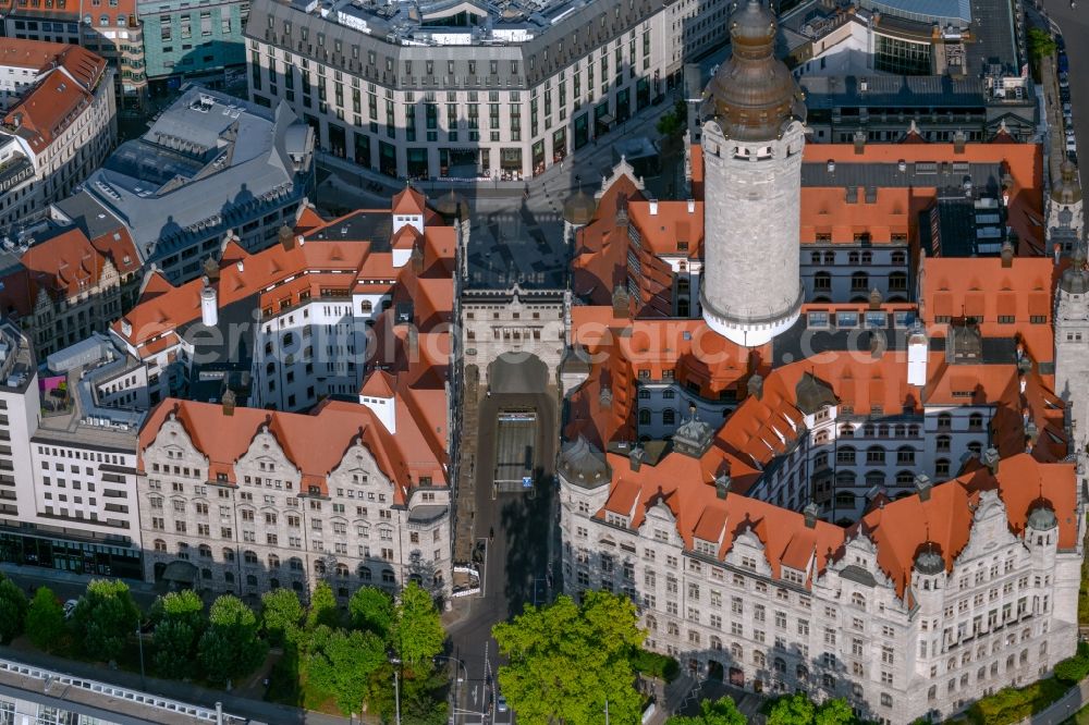 Aerial image Leipzig - Town Hall building of the city administration on Martin-Luther-Ring in Leipzig in the state Saxony