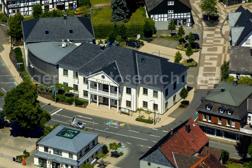 Medebach from above - Town Hall building of the city administration in Medebach in the state North Rhine-Westphalia