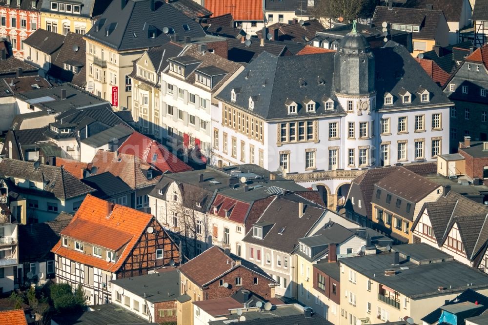 Aerial photograph Menden (Sauerland) - Town Hall building of the city administration in Menden (Sauerland) in the state North Rhine-Westphalia