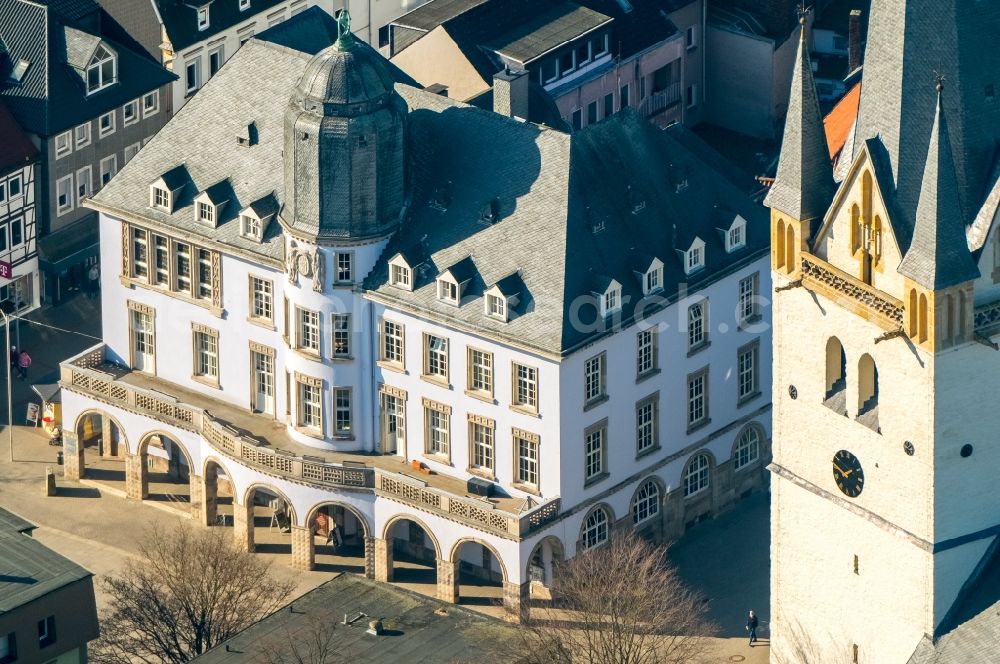 Aerial image Menden (Sauerland) - Town Hall building of the city administration in Menden (Sauerland) in the state North Rhine-Westphalia