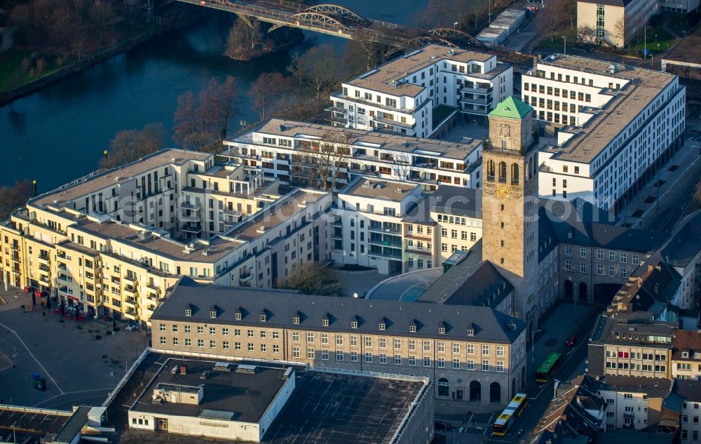 Aerial photograph Mülheim an der Ruhr - Town Hall building of the city administration in Muelheim on the Ruhr in the state North Rhine-Westphalia