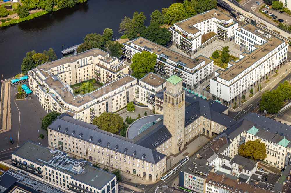 Aerial photograph Mülheim an der Ruhr - Town Hall building of the city administration in Muelheim on the Ruhr at Ruhrgebiet in the state North Rhine-Westphalia